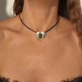 thumbnail image 4 of CIYISON Fashion Patched Love Heart Pendant Necklace Clavicle Chain Statement Jewelry, 4 of 6