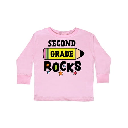

Inktastic 2nd Grade Rocks with Pencil and Stars Gift Toddler Boy or Toddler Girl Long Sleeve T-Shirt