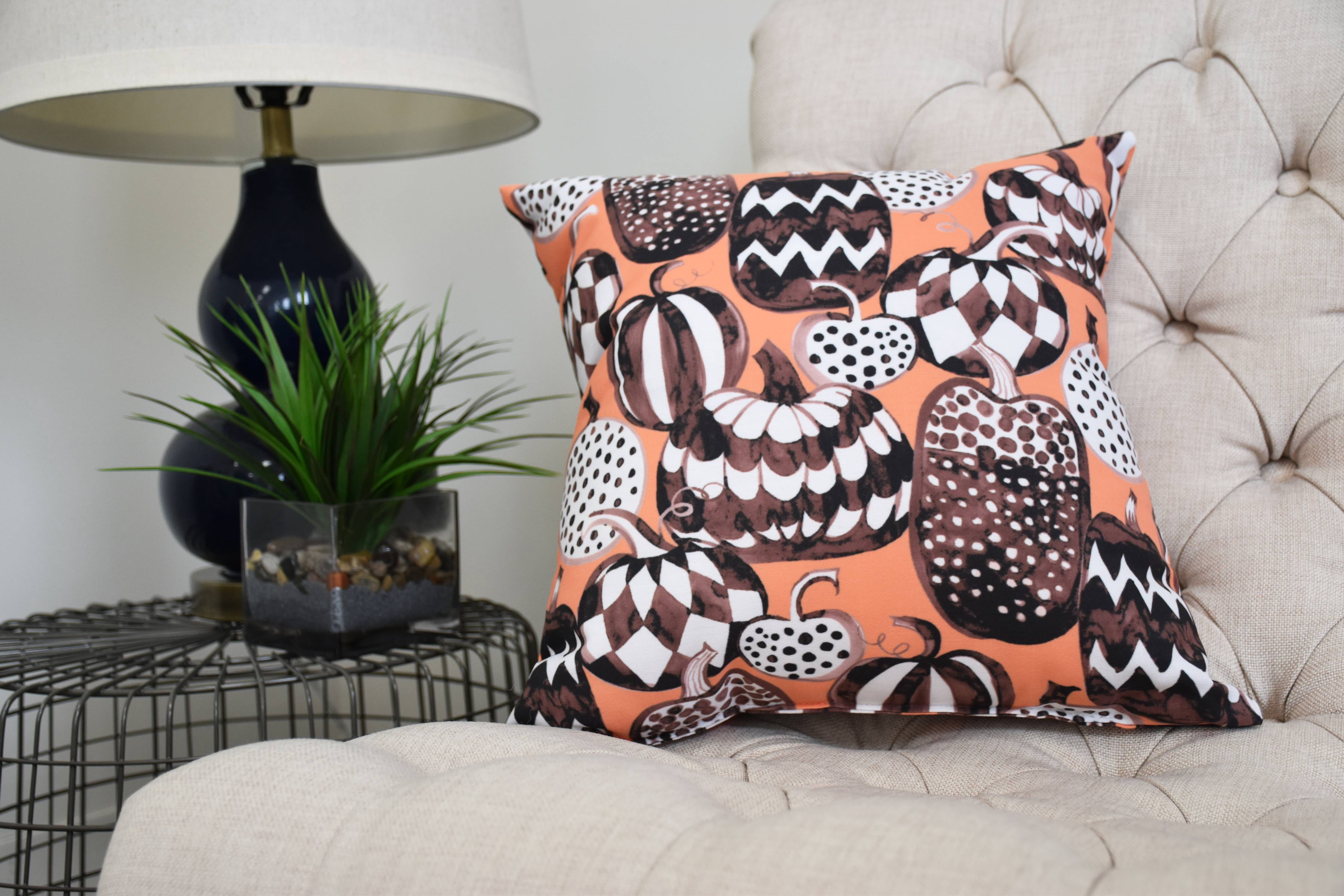 Pumpkins Galore 26 Inch Orange Halloween Print Decorative Throw Pillow