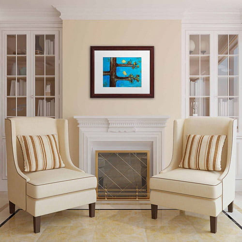 Trademark Fine Art Animals Matted Framed Art ' Birds in a Tree Mixed Media ' by Nicole Dietz