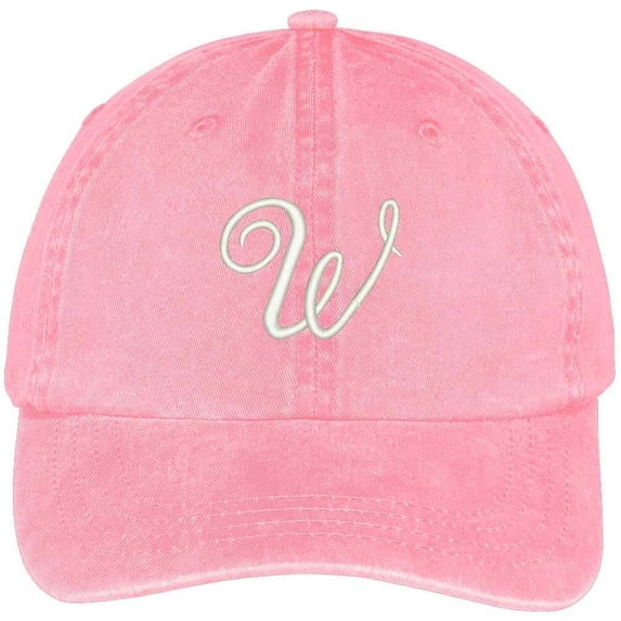 Trendy Apparel Shop Letter W Script Monogram Font Embroidered Washed Cotton Cap