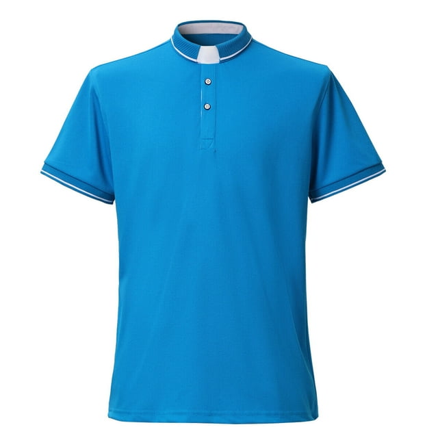 BLESSUME Chemise de Clergé à Manches Courtes pour Homme, Col à Patte, Chemise de Poteau - 10 Couleurs