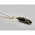thumbnail image 3 of Black Obsidean Point Necklace Wire wrapped Genuine Gold Tone, 3 of 8