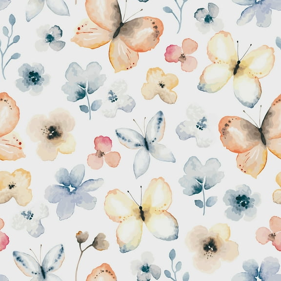 AMAZING WALL Home Modern Style Butterfly Flower Printed Peel And Stick Self-Adhesive Wallpaper Wall Mural Decoration 15.7 x 63"