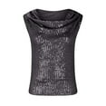 thumbnail image 5 of BLVB Women's Sequins Tank Tops Cowl Neck Sleeveless Sparkly Glitter Party Club Night out Shirts, 5 of 9