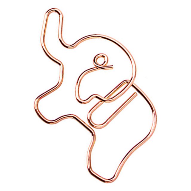 30Pcs Paper Clip Animal Envelope Stationery School Supplies Clips Bookmark Pin Students Mini Novelty File For Business Stationery Supplies Elephant/Rose Gold