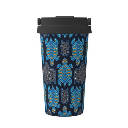 

Salouo Turtle Print Coffee Travel Mug Spill Proof with Lid-Stainless Steel Vacuum Insulated Tumbler - Thermos Cup for Keep Hot/Ice Coffee Tea and Beer