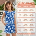 thumbnail image 6 of ZIATUBLES Blue Seashell Starfish Print Girls Summer Romper Ruffle Cap Sleeves One-Piece Short Jumpsuit Soft Comfort Kids Casual Playsuit with Pockets for 5-6 Y, 6 of 6