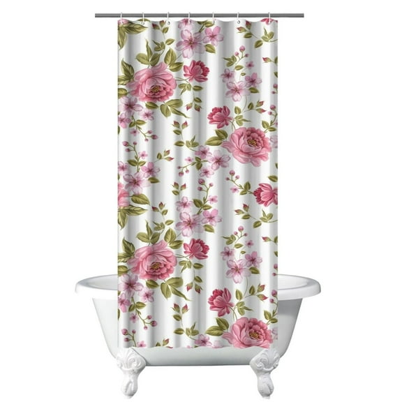 Waterproof Pioneer Shower Curtain 36x72 Inch Polyester Unique Colorful Floral Shower Curtain for Bathroom Hotel Home Decor with 7 Plastic Hooks