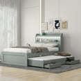 thumbnail image 5 of Harper & Bright Designs Twin XL Size Platform Bed with Storage LED Headboard, USB Charging Station and 2 Drawers, Wood Bed Frame with Twin Size Trundle for Bedroom, Gray, 5 of 15