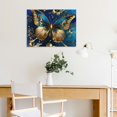 thumbnail image 5 of YILUYINQING Butterfly Gold Blue Canvas Wall Decor for Bedroom Home, Modern Art Prints Ready to Hang Room Art Decor 16x12in, 5 of 6
