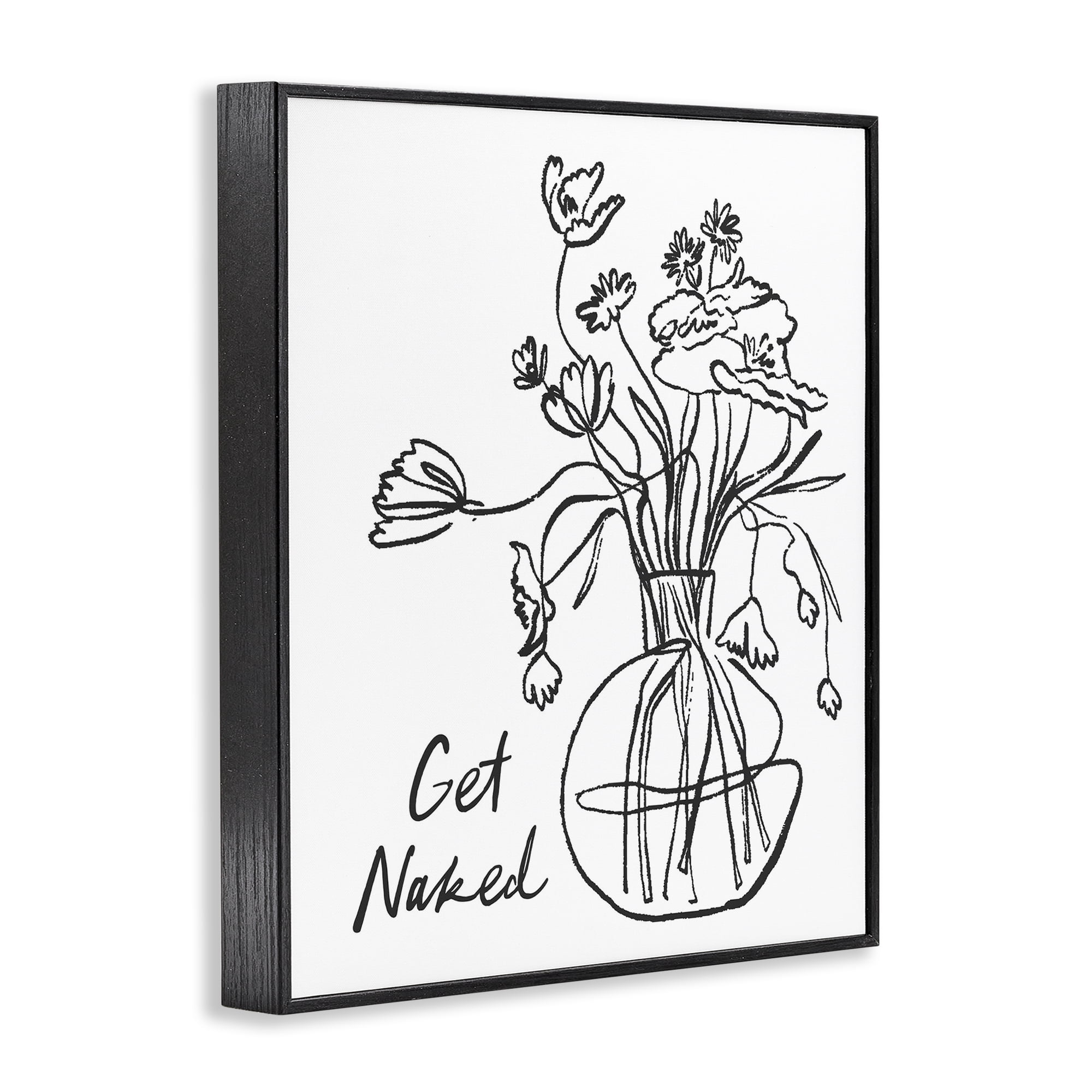 Stupell Industries Get Naked Flower Contour Black Framed Giclee Art, design by Lettered and Lined