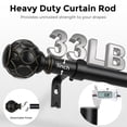 thumbnail image 4 of OLV Adjustable Single Curtain Rod 1" for Windows Heavy Duty 36-88” with Netted Texture Finials,Black, 4 of 8