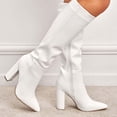 thumbnail image 3 of BONIXOOM Boots for Women High Heel Rubber Zip-Up Knee High Winter Black 37 (US:5.5), 3 of 8