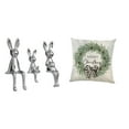 thumbnail image 1 of Conjunto de escultura familiar de conejos y funda de almohada navideña para decoración del hogar, la oficina, el sofá, la mesa, la estantería y el arm, 1 of 8