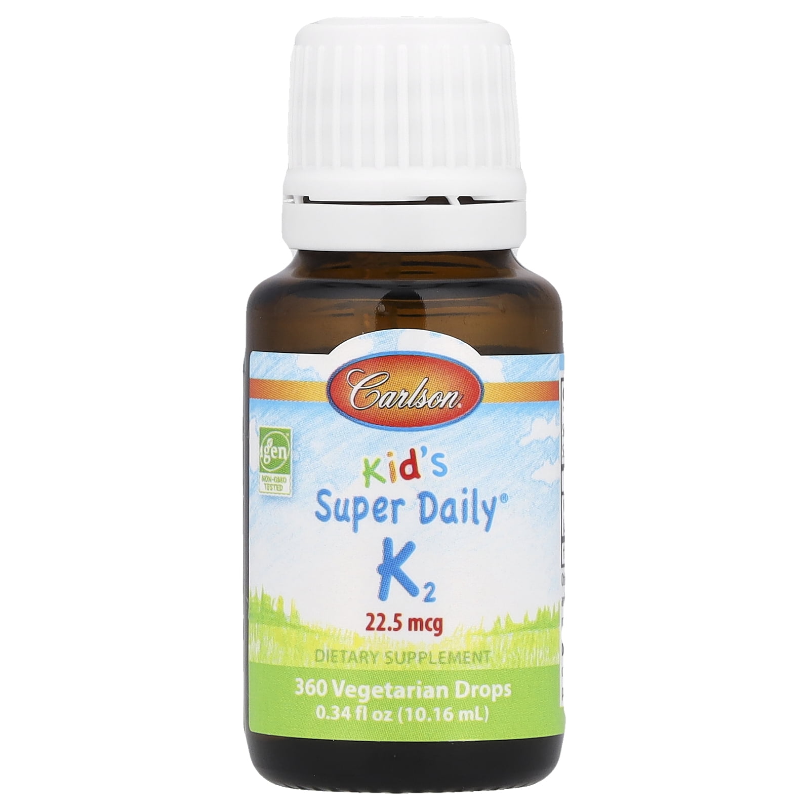 Carlson - Kid's Super Daily K2, 22.5 mcg, Liquid Vitamin K2 as MK7, Vegetarian, Unflavored, 360 Drops