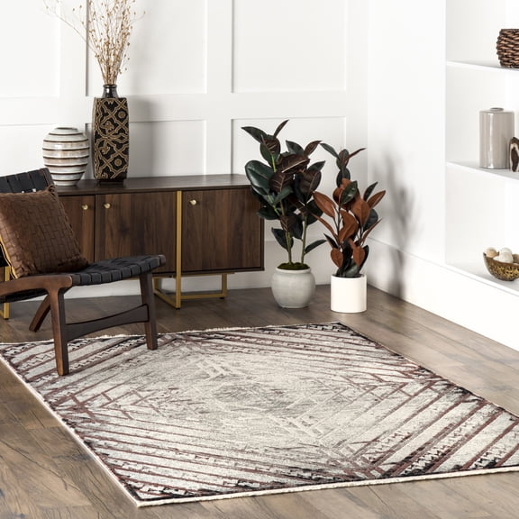 nuLOOM Jesse Geometric Faded Fringe Area Rug, 5' 3" x 7' 7", Jesse Beige