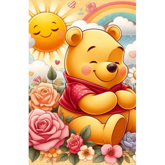 Diamond Art Painting Kits for Adults Beginners DIY 5D Winnie the Pooh Diamond Art Kits Round Full Drill Diamond Art Pictures Art for Home Wall Decor-12x16 inch
