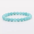 thumbnail image 3 of K-KED 6/8/10/12/14mm Natural Blue Aquamarine Round Gemstone Beads Stretchy Bangle 7.5"-14 mm, 3 of 4
