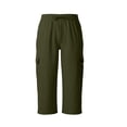 thumbnail image 5 of Men's Casual Elastic Waist Drawstring Straight Leg Cropped Pants, Trousers Joggers, Quick Dry Breathable Lightweight, for Gym Workout Running Daily Wear, Summer Outdoor | AESTIVO,Army Green L, 5 of 9