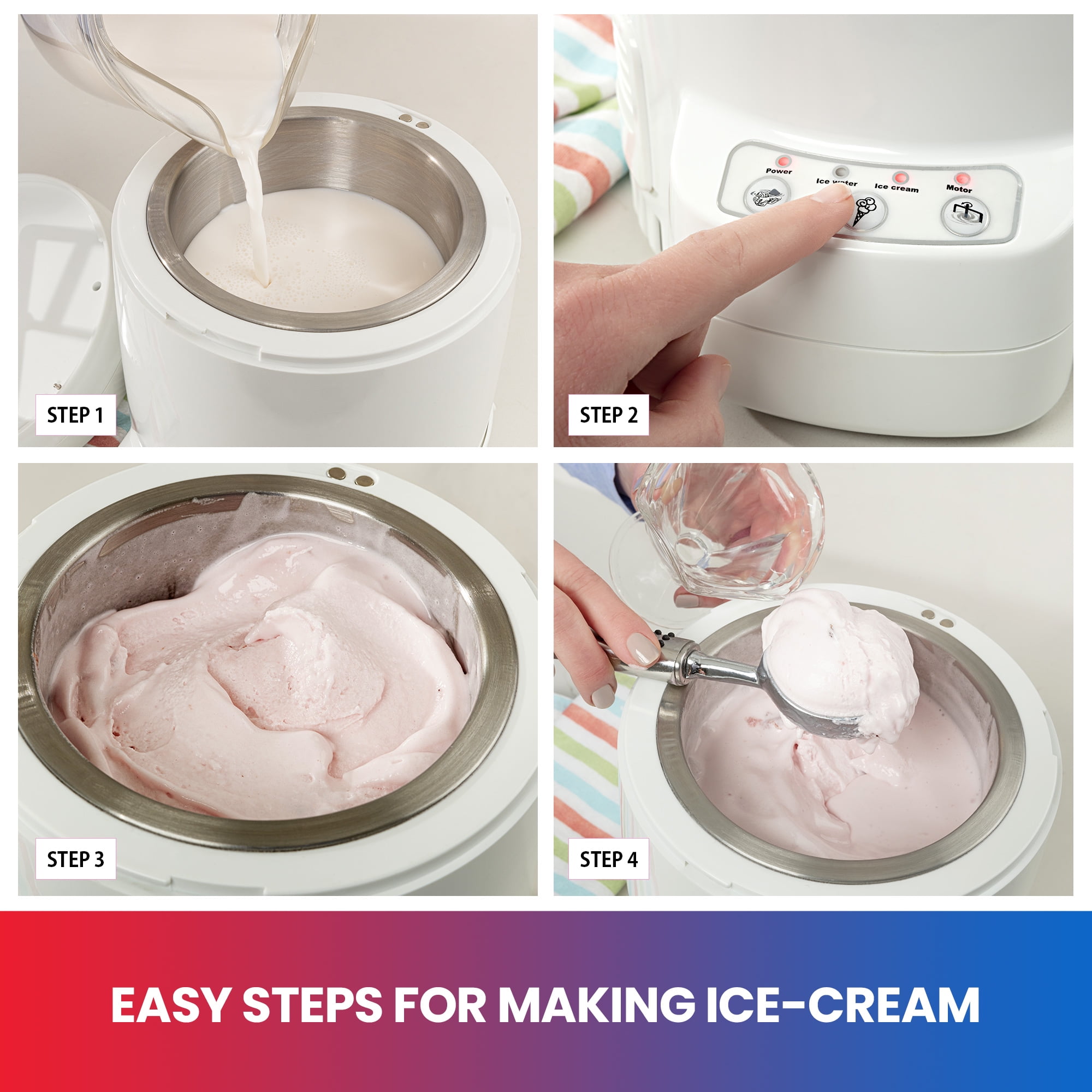 Total Chef Ice Cream Factory Automatic Ice Cream Maker 1.2Liter White