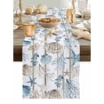 thumbnail image 5 of Marine Life Ocean Shell Coral Starfish Table Runner 13x60in Non-Slip Cotton Linen Table Runners, Vintage Wooden Plank Dresser Scarves TableRunner for Dinner Kitchen Dining Wedding Party, 5 of 9