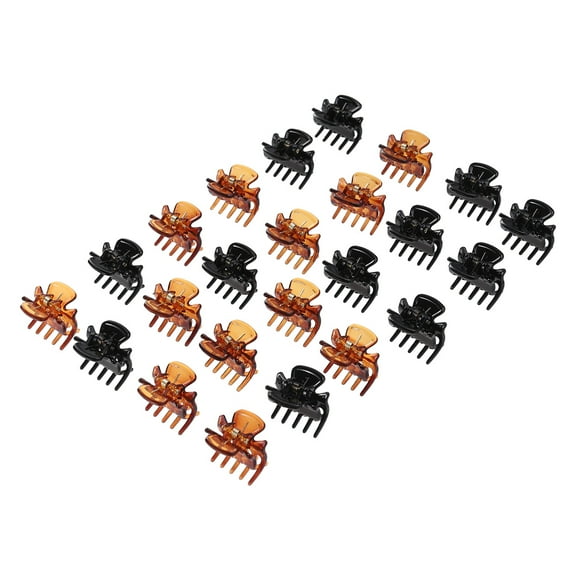 Raindrops 2Pcs Small Plastics Hair Claw Clip for Girls Mini Bright Black and Bright Brown 1.1In Styling Accessories