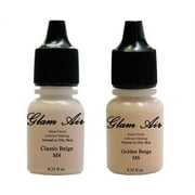 Glam Air Water-Based Makeup Foundation Matte M4 Classic Beige and M6 Golden Beige Airbrush Makeup - 0.25 Oz