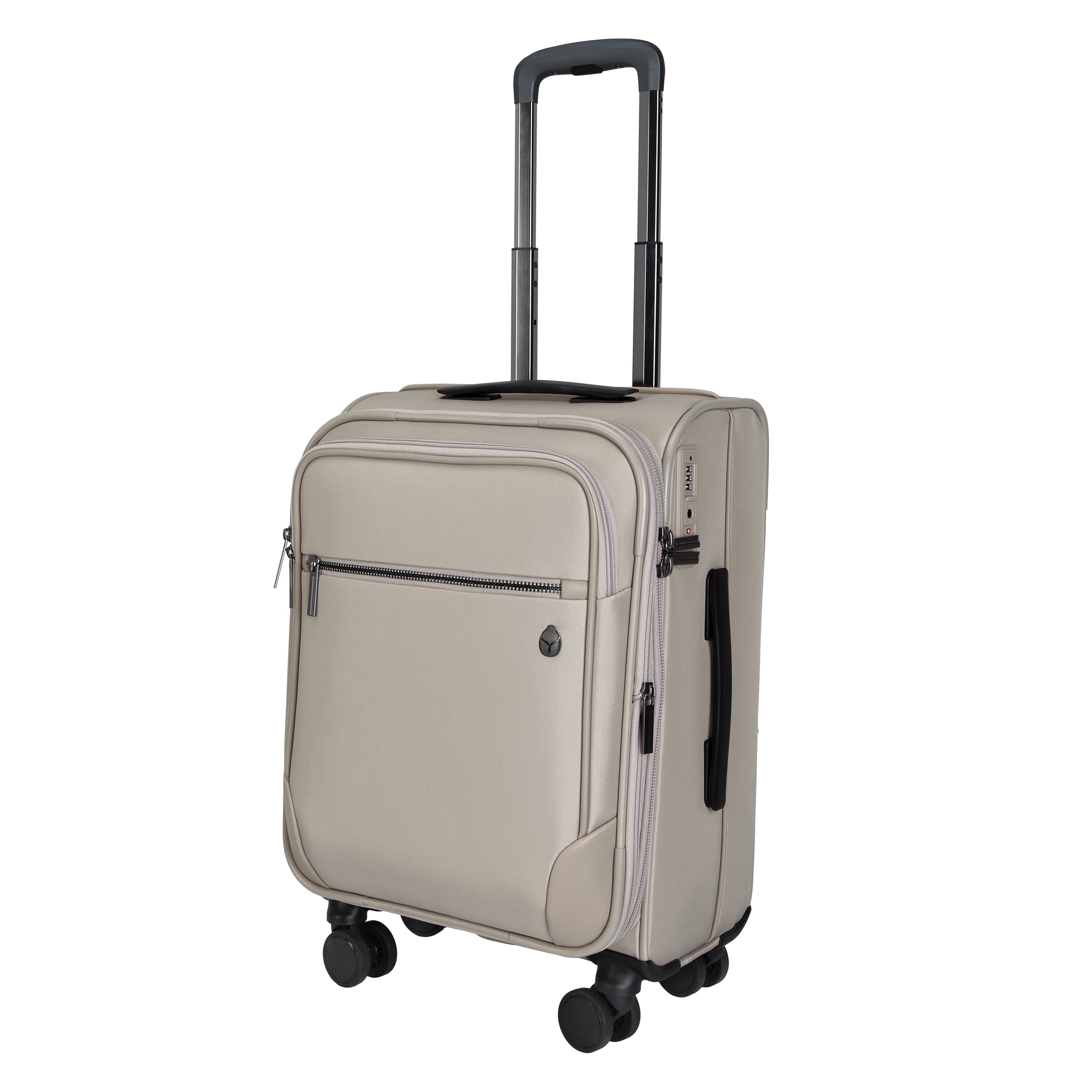btL 20-inch Expandable Nylon Softside Carry-on Upright Luggage With 360 Spinner Wheels and Divider Pockets, Taupe