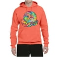 thumbnail image 2 of Wild Bobby Rainbow Painted I've Got The Whole World Dean Russo Design Inspirational/Christian Unisex Hoodie Sweatshirt, Sunset Coral, 3X-Large, 2 of 6