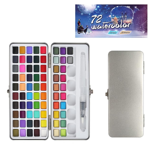UOYOTT 50/72/90 Colors Pure Water Color Paint Set Metal Iron Box Watercolor