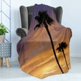 thumbnail image 4 of Palm Tree Soft Flannel Fleece Blanket, PalmTrees Twilight in Tropical Environment Natural Beauty at Sunset Scene Print, Cozy Plush for Indoor and Outdoor Use, 50" x 70", Yellow Black, by Ambesonne, 4 of 5