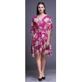 thumbnail image 4 of Bimba Fuschia Pink Floral Saucer Magnolia Womens Short Beach Kaftan Beachwear Bikini Coverup Midi Dress-S-L, 4 of 5
