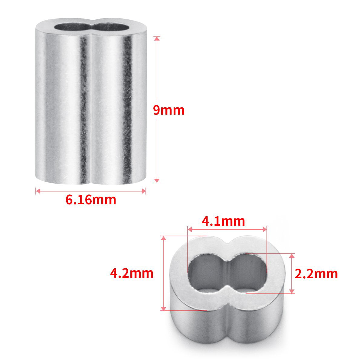 snare Trapping ferrule 1/16 ALUMINUM CABLE DOUBLE FERRULES 1000 