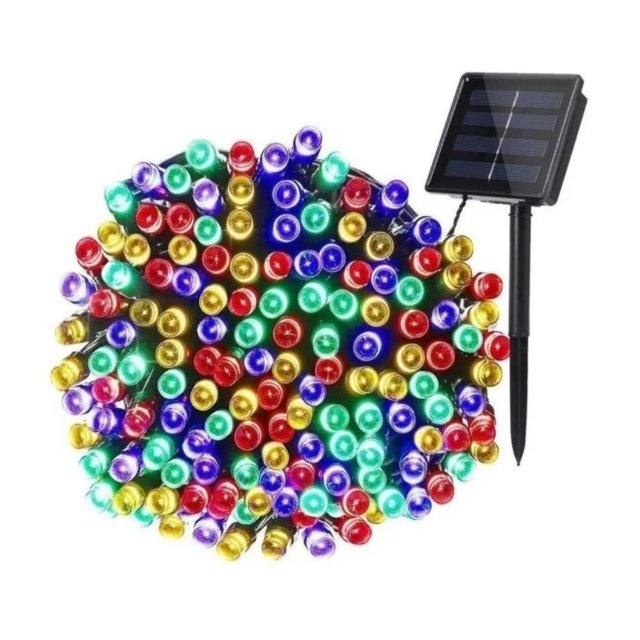 Luces solares con forma de guirnalda, 10 m, 100 LED, multicolor