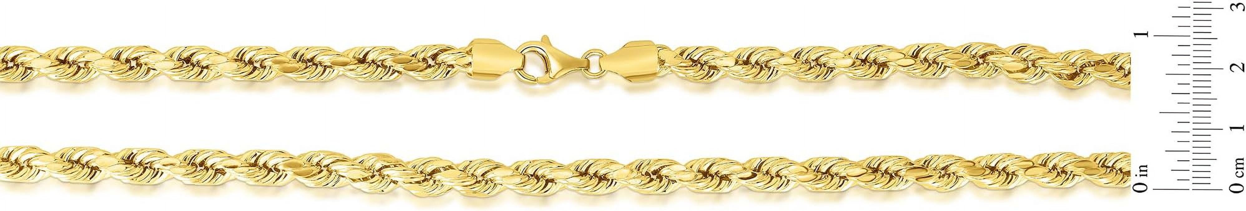 Floreo 10k Yellow Gold 7mm Diamond Cut Hollow Rope Chain Necklace