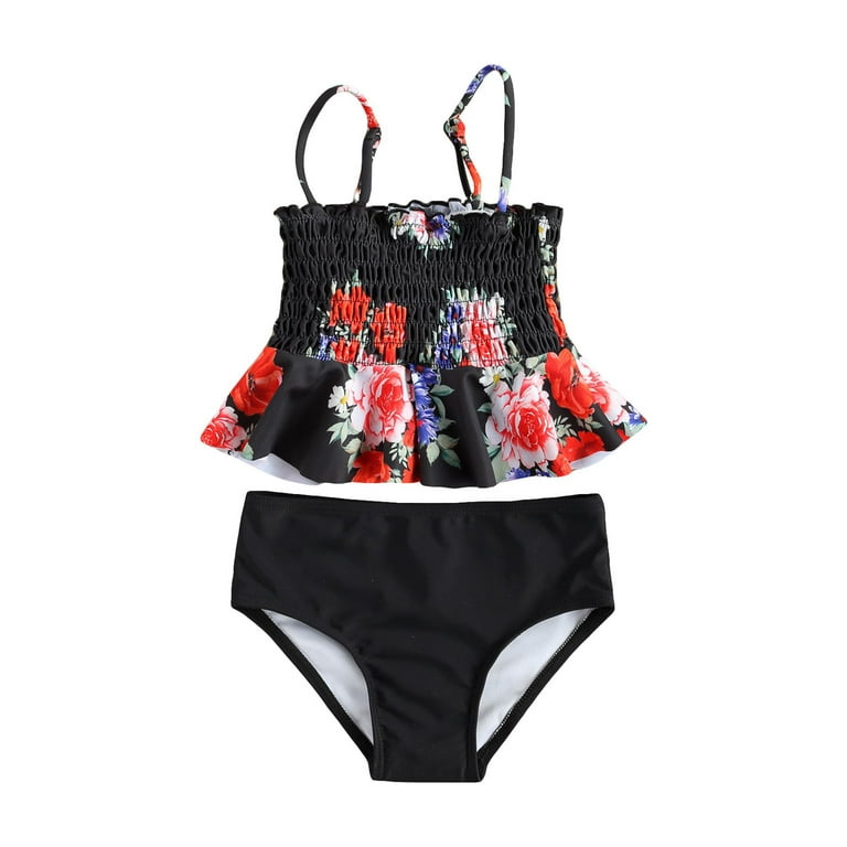 yunn⭐︎kids Wonder Nation Toddler Girl Eyelet Ruffle Bikini Swimsuit