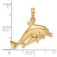 thumbnail image 2 of Auriga Fine Jewelry 14K Yellow Gold 2-D Double Dolphins Swimming Charm for Women (L - 15.8 mm, W - 24.8 mm), 2 of 6