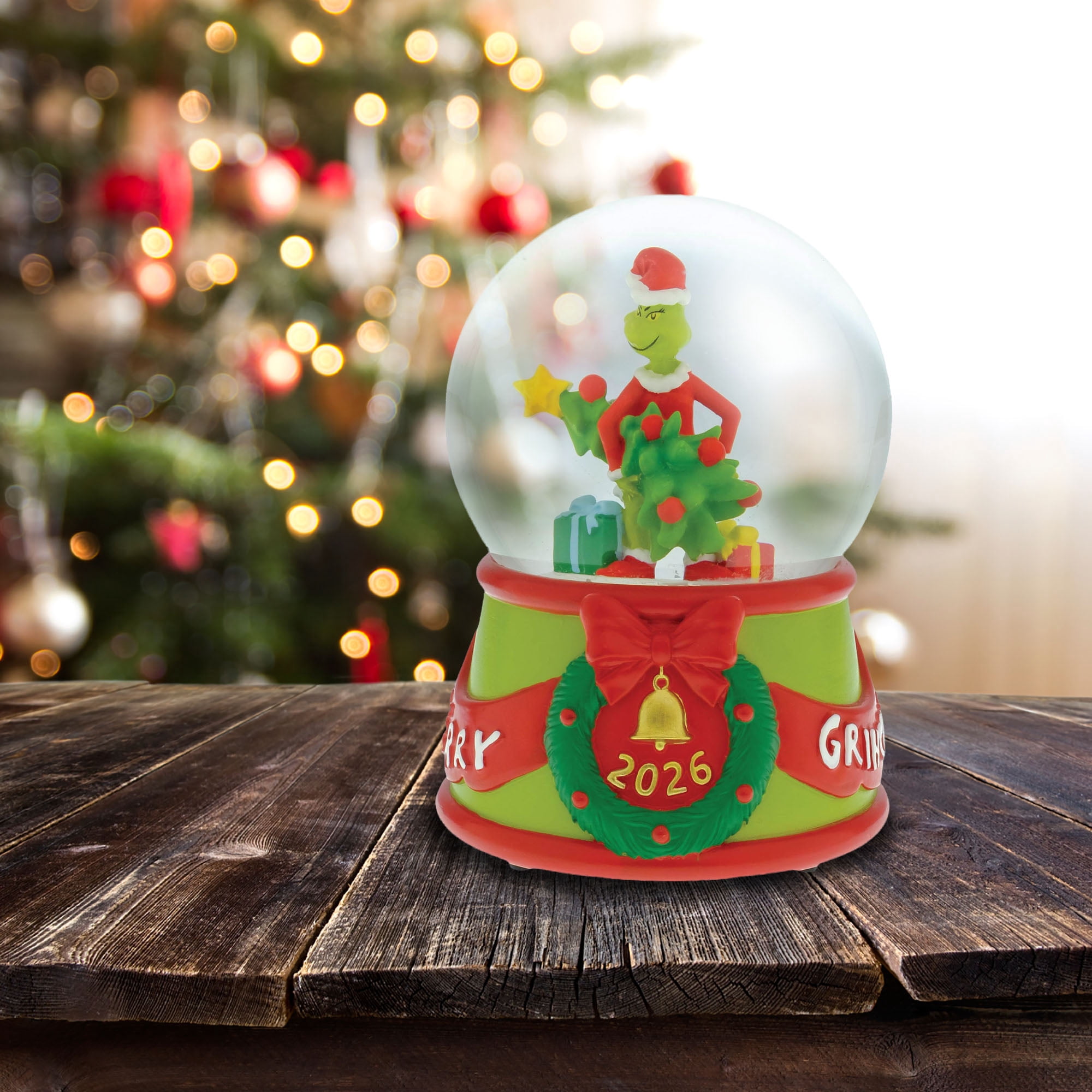 Grinch 100mm Christmas Snow Globe – Merry Grinchmas Holiday Tree Design