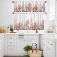 thumbnail image 3 of Summer Marine Life Kitchen Curtains Valances and Tiers Set of 3 Red Green Oceans Corals Shells Starfish Tier Curtains and Valance with Rod Pocket for Small Windows, 27.5"x24", 3 of 9