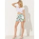 thumbnail image 2 of Allegra K Pantalones cortos de verano de playa con cintura alta con lazo elástico estampado para mujer Azul-Floral XL, 2 of 5