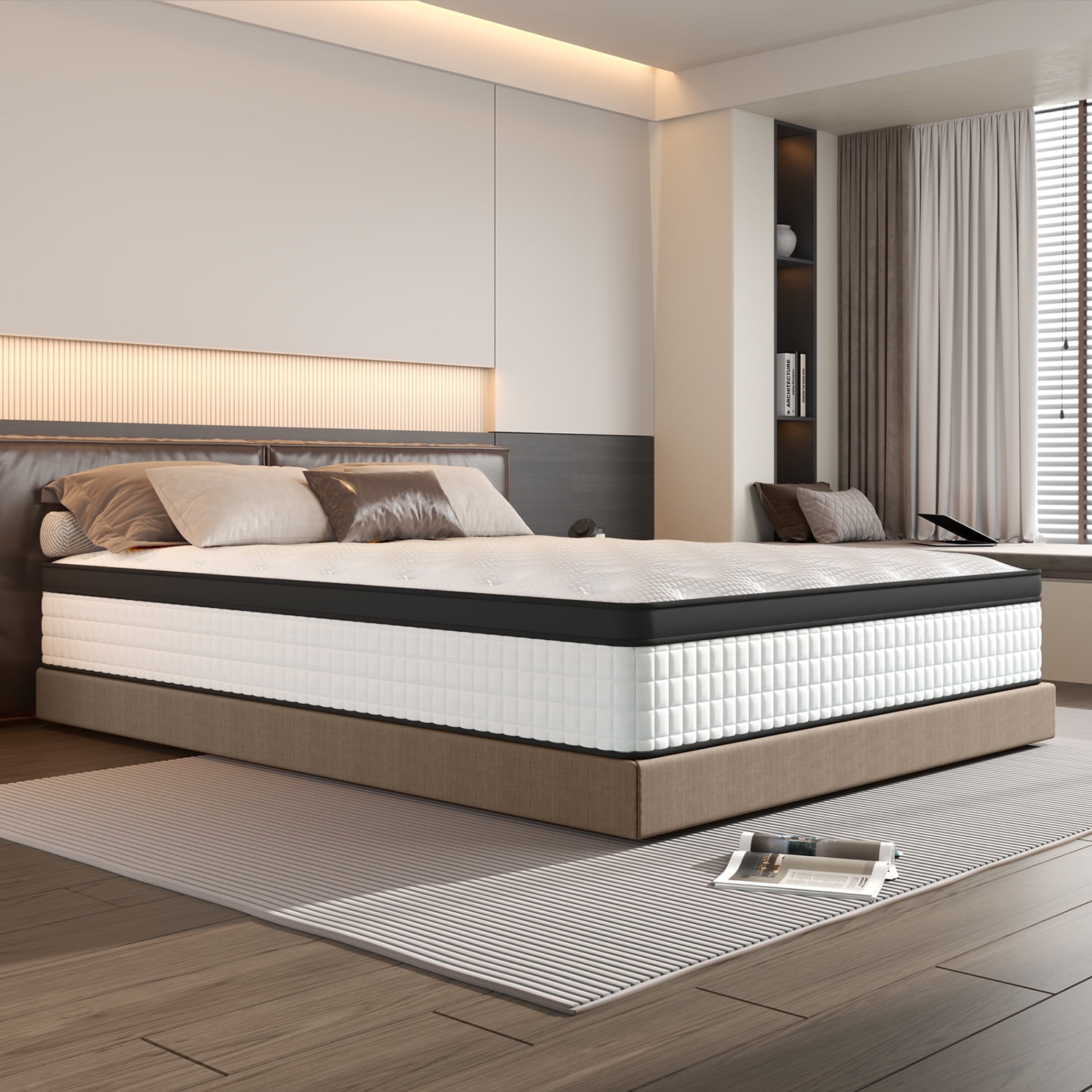 Doubleslee 12" King Mattress,Black and White