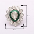thumbnail image 4 of 1.75 CTW Natural Diamond Polki Green Enamel Mother's Day Gift Cocktail Ring 925 Silver Jewelry, 4 of 5