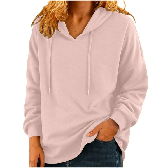 yardsong Womens's Fall Oversized Hooded Sweatshirts Lightweight Hoodie Drop Shoulder Pullover Loose Fit Casual Drawstring Hoodies 2025 Pink,XXXL