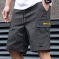 thumbnail image 3 of URSOFINE Men's Casual Cargo Shorts Classic Stretch Waist Drawstring Outdoor Work Shorts with 4 Pockets, 3 of 5