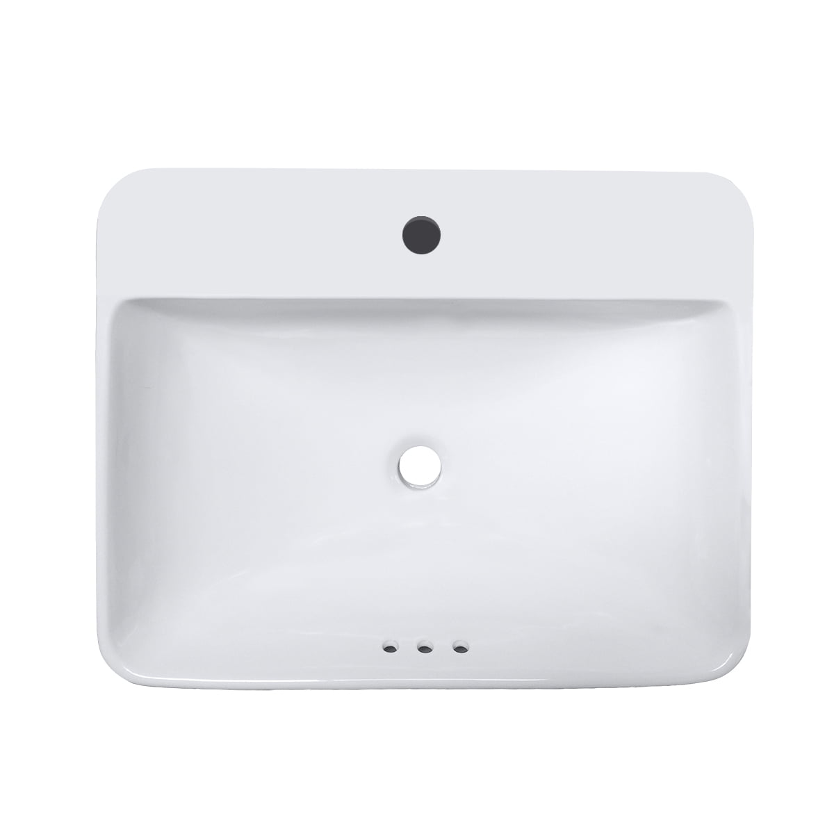 WinZo WZ6123 Drop-in Bathroom Sink, 23" Rectangle Semi-recessed Ceramic Vanity Vessel Basin White