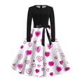 thumbnail image 1 of Robes Grande Taille Saint-Valentin Rétro Festive Imprimée Col Rond Soirée avec Jupe Évasée Complète Robe de Printemps Bleu Ciel S, 1 of 3