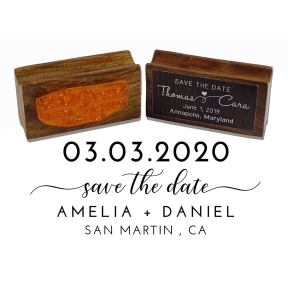 Printtoo Custom Wood Mount Save The Date Rubber Stamp Wedding Personalized Stamper-2.6 x 1.1 Inches