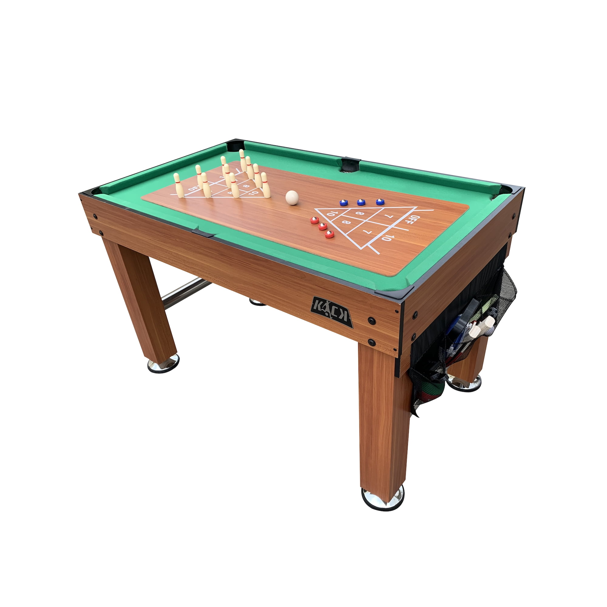 KICK Decagon 55″ 10-in-1 Multi-Game Table (Brown) - Combo Game Table Set for Family & Friends