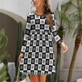 thumbnail image 3 of Fall Dresses for Women 2024, Checkerboard With Snowflake 1 Womens Fall Dresses Long Sleeve Casual Tie Waist Clothes, Womens Fall Fashion 2024 Midi  Dresses Outfits with Pocket, 3 of 6